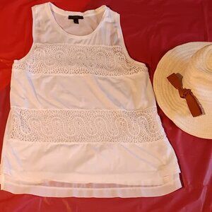 NEW CREAM SLEEVELESS J. CREW SHIRT W/EMBROIDERY, POLY, SMALL